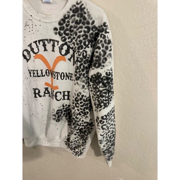 Custom Dutton Ranch White Leopard Crewneck Yellowstone Inspired Sweatshirt - Picture 5 of 9